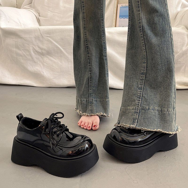 英伦风厚底增高小皮鞋女春秋法式单鞋2024新款玛丽珍鞋系带乐福鞋,女鞋,深口单鞋,淘宝优惠券,粉丝福利购,淘宝优惠卷