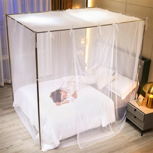 2021年新款外绑绳蚊帐家用防尘顶公主1.8米床加密支架落地通卧室