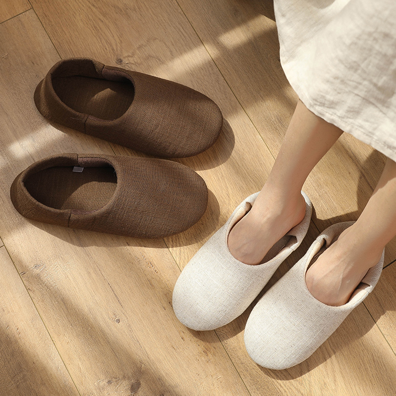 月子棉拖鞋夏季薄款软底静音布底木地板包跟拖鞋春秋款情侣居家用