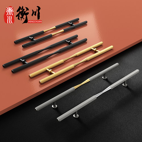 现代高档有框不j锈钢玻璃门把手酒店包厢大门拉手加厚金色明装定