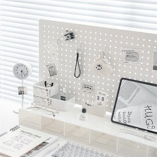 桌上升高洞洞板桌面置物架免打孔增高收纳架子铁艺书桌带抽屉挂板