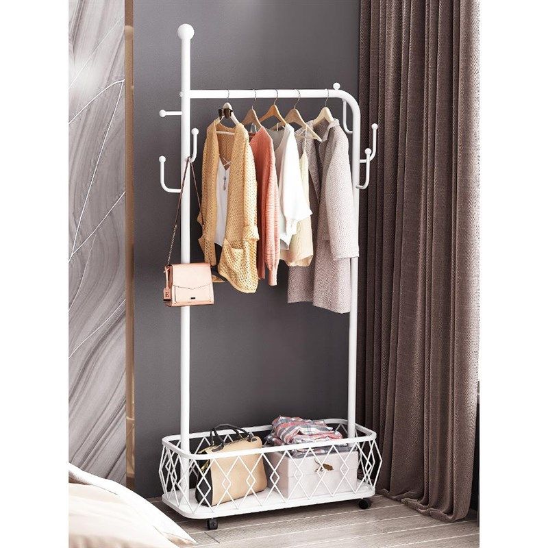 多功能可移动衣帽架家用卧室落地挂衣架子简易收纳置物架挂包架