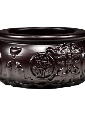 黑檀木雕聚宝盆摆件实木客厅办公室公司店铺开业送礼品红木工艺品