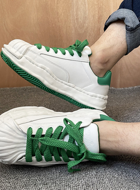 增高厚底溶解鞋板鞋男女情侣小白鞋mmy三原康裕小众高级感绿色潮