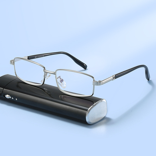 笔筒盒方便携带老花镜清耐磨玻璃镀膜镜片金属结实镜框男款687