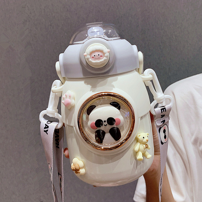 可爱大容量保温杯316儿童带吸管水杯女生高颜值便携保温大肚水壶