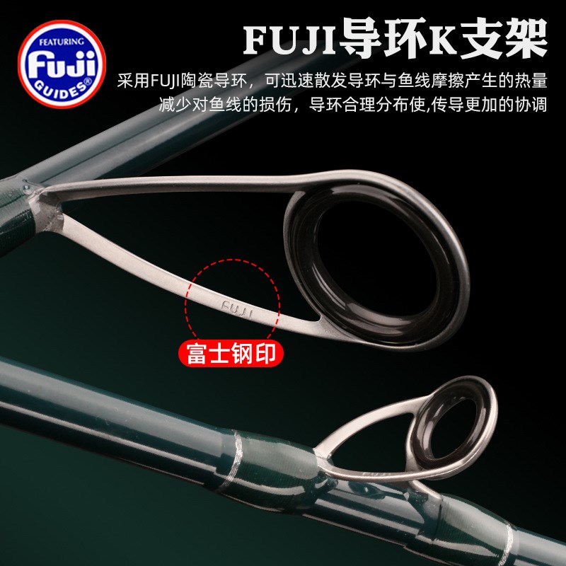 1.98米一节半FuJi导环海钓船钓实心碳素慢摇铁板竿直柄枪柄路亚竿