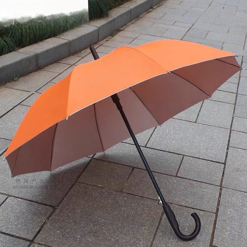 双人直杆长雨伞自动彩虹伞v超大号特厚弯钩长柄伞带勾学生雨伞加
