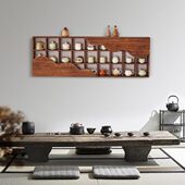 实木壁挂博古架多宝阁墙上置物架茶具杯子展示架茶壶收纳架古董架