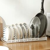 碗架多功能伸缩桌面厨房置物架铁艺锅盖收纳架多层可调节锅架