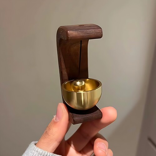 黑胡桃木风铃磁吸式木质门铃入户提醒铃铛装饰挂件吸门式黄铜乔迁