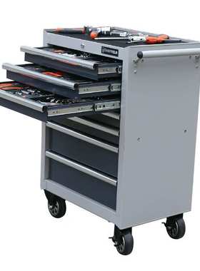 钢盾滚动珠滑轨带自锁功能烤漆防锈推车 S025006 6抽屉工具车