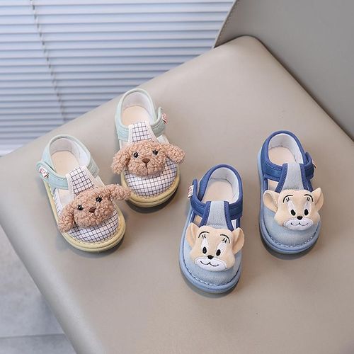 儿童布鞋男童鞋春秋1-3岁宝宝室内鞋软底幼儿园防滑透气学步鞋
