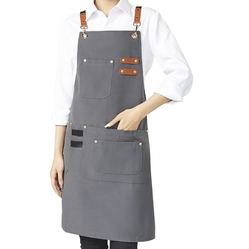 围裙定制logo印字咖啡师奶茶店美甲餐饮防水防油帆布工作服女