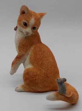 精品模型工艺品写实猫礼品摆件可爱猫咪室内车内装饰猫咪与老鼠