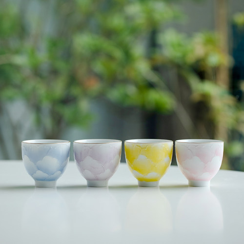 有田烧金边纯f手绘牡丹茶杯陶瓷家用品茗杯中式主人杯单个功夫茶