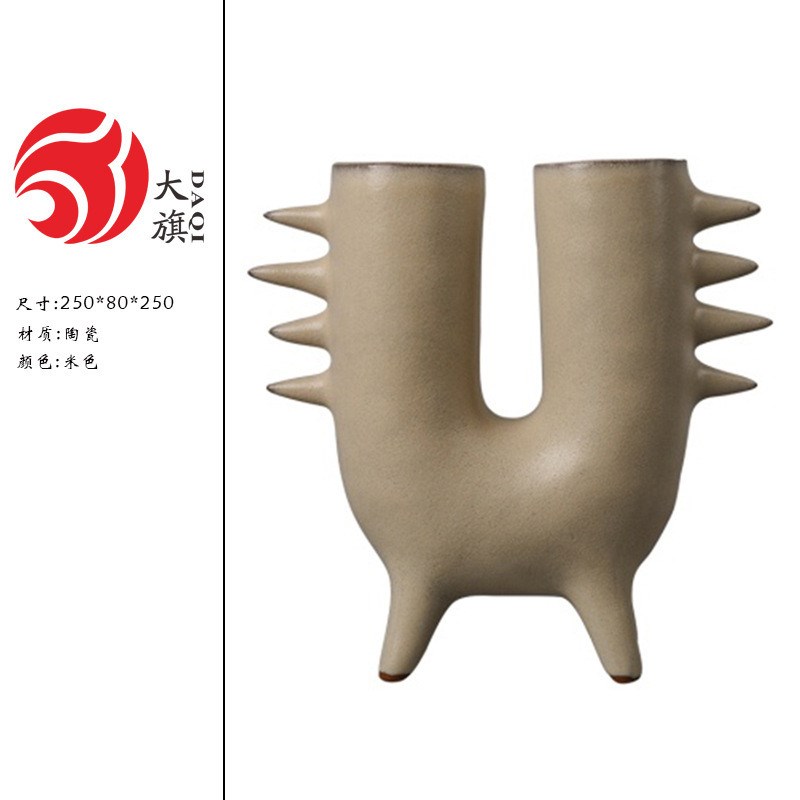 现代艺术家居软装白色陶瓷手工花瓶摆件样板房别墅酒店装饰品