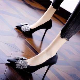 女2025新款 尖头高跟鞋 宴会浅口时尚 单鞋 41一43 小码 大码 313233法式