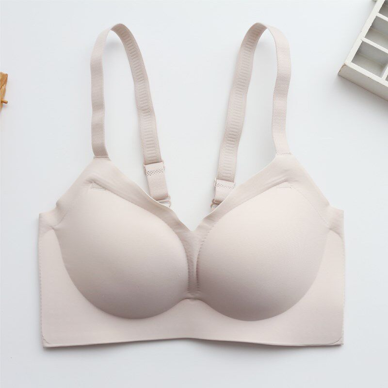 新款小胸平胸内衣女士平胸聚拢无钢圈无痕显胸大文胸罩加厚款胸罩