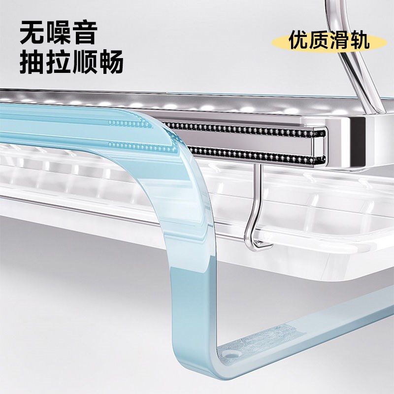 橱柜拉篮抽屉式免打孔家居碗碟架台式沥水款实心不锈钢超强承重