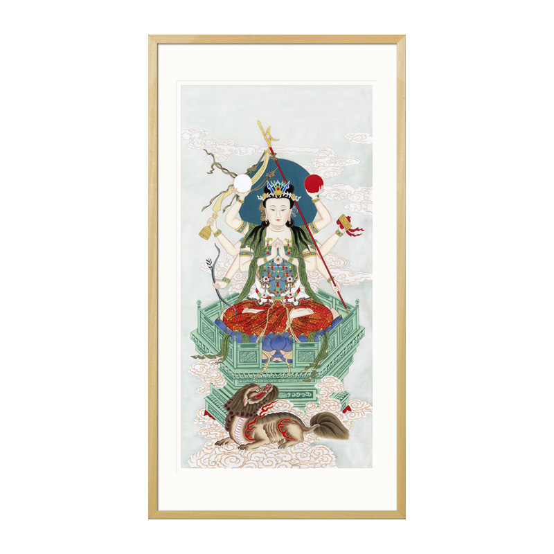 工笔人物传统国画斗姥画像玄关书房水陆画新中式卷轴画框装饰挂画图片