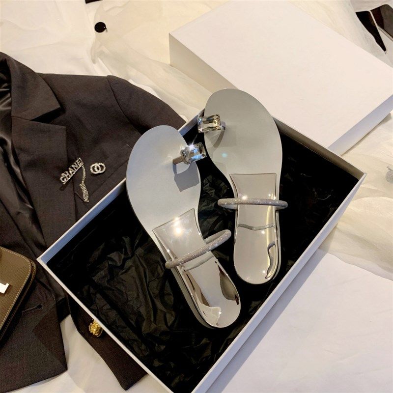 气质水钻鸽子蛋凉拖夹趾内增高平底凉鞋女夏外穿套趾沙滩坡跟拖鞋,女鞋,休闲凉鞋,淘宝优惠券,粉丝福利购,淘宝优惠卷