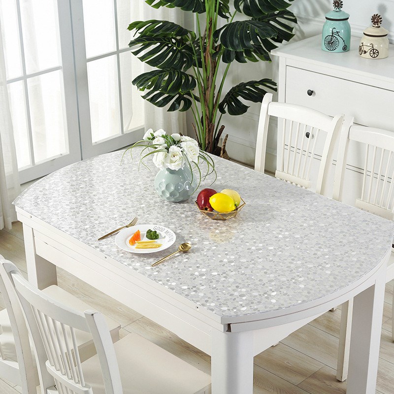 折叠伸缩圆桌PVC餐桌布软塑料玻璃防水防烫椭圆形水晶板透明新款