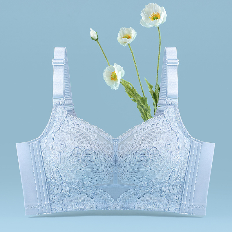 无钢圈5排扣薄款大胸显小抹胸聚拢文胸罩 全罩杯75F80F85F90F内衣
