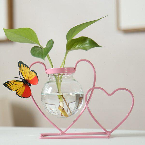 北欧创意简约绿萝水培器皿水养植物花瓶玻璃透明插花桌面摆件花器