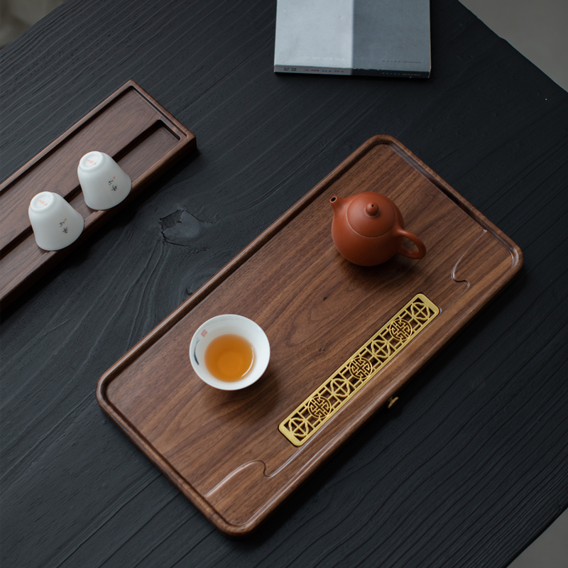 西拾 黑胡桃木小型茶盘r2022新款干泡盘实木干泡台家用壶承茶托