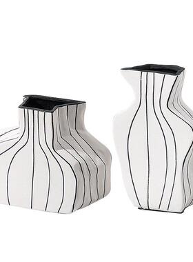 现代极简手线条白脂色树绘小花器样板餐GD-H124边柜茶间几装饰花