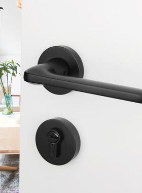 家吸机械门锁室内房磁锁黑色门把手门80872静音木门磁铁执厂手锁