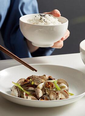 碟盘套装XQM家瓷用简约现碗代高级感整套轻奢组合乔高档迁白色陶