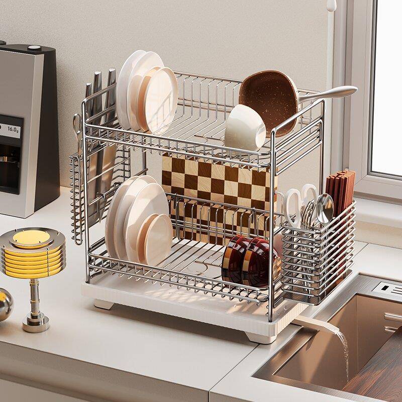 水槽碗架304不锈沥水架台多功面能双层SC-127钢碟碗盘架厨房收纳