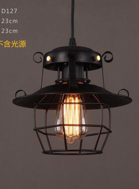 黑色单头小吊灯复酒636怀旧工过业风loft餐厅吧古爱迪生吊灯道走