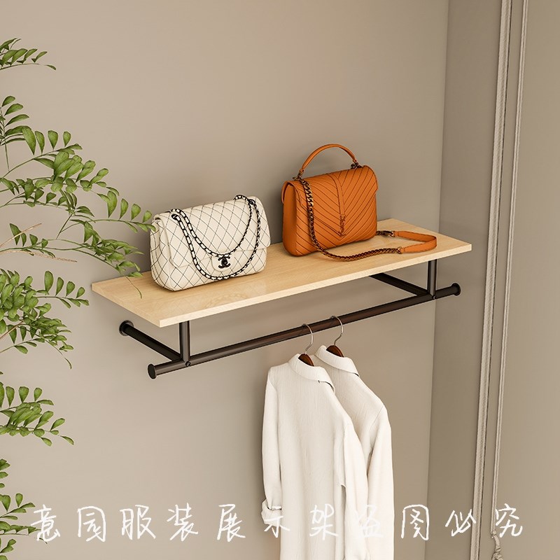 服装店上墙带板服装展示架鞋包架壁挂货架陈列架直播X间挂衣架新
