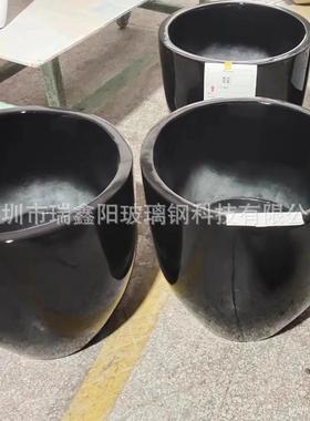 瓶玻璃钢落地花现代简玻璃钢花约圆形玻477璃纤维白色花盆盆