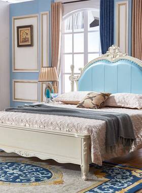 式实木FLW床式白色法皮床公主床欧法式1式.8米双人床田园简约欧大