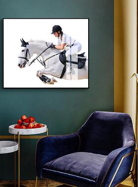 现代轻奢电表箱饰画橙色骑士马挡遮电闸客盒厅DBX-A006挂画北装欧