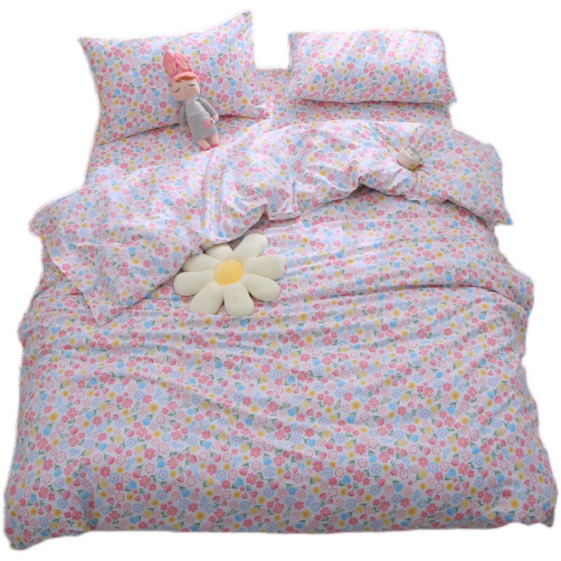 花颜 秋冬纯棉被套单件全棉厚斜纹被罩单人1.5m双人2.0x2.3少女粉