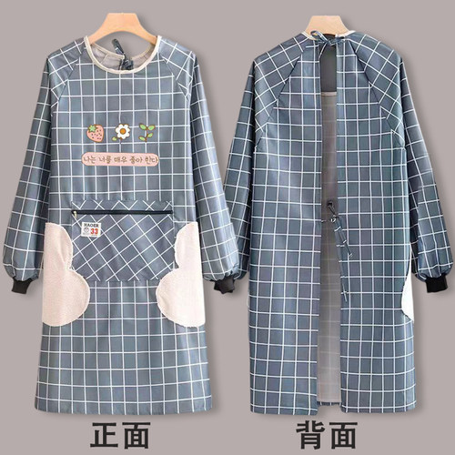 防水防油长袖围裙女士厨房做饭可擦手罩衣新款餐饮制服大人围腰