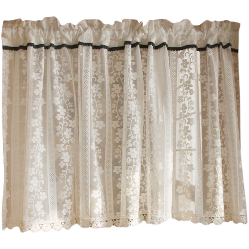 蕾丝小短帘遮丑帘韩式小花朵文艺田园透光门帘白色美式窗帘纱半帘