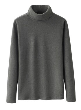 柔软摇粒绒打底衫女双面绒高领秋季套头抓绒O纯色T恤长袖大码保暖