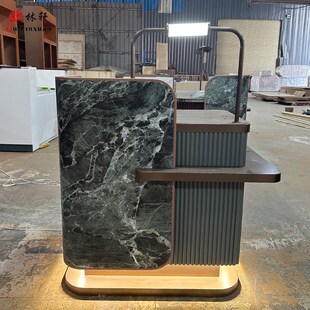 售楼部接待台吧台公司前台水吧台烤漆异型简约吧台桌