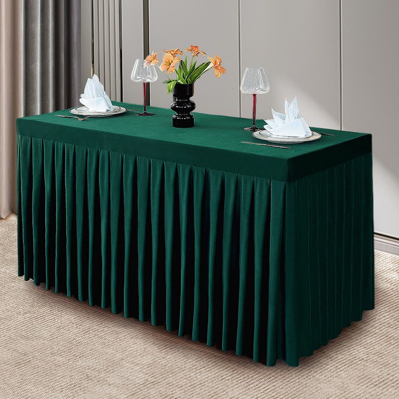 高档加厚立绒会议桌布长方形长条桌套展会桌罩简约酒店桌裙布艺