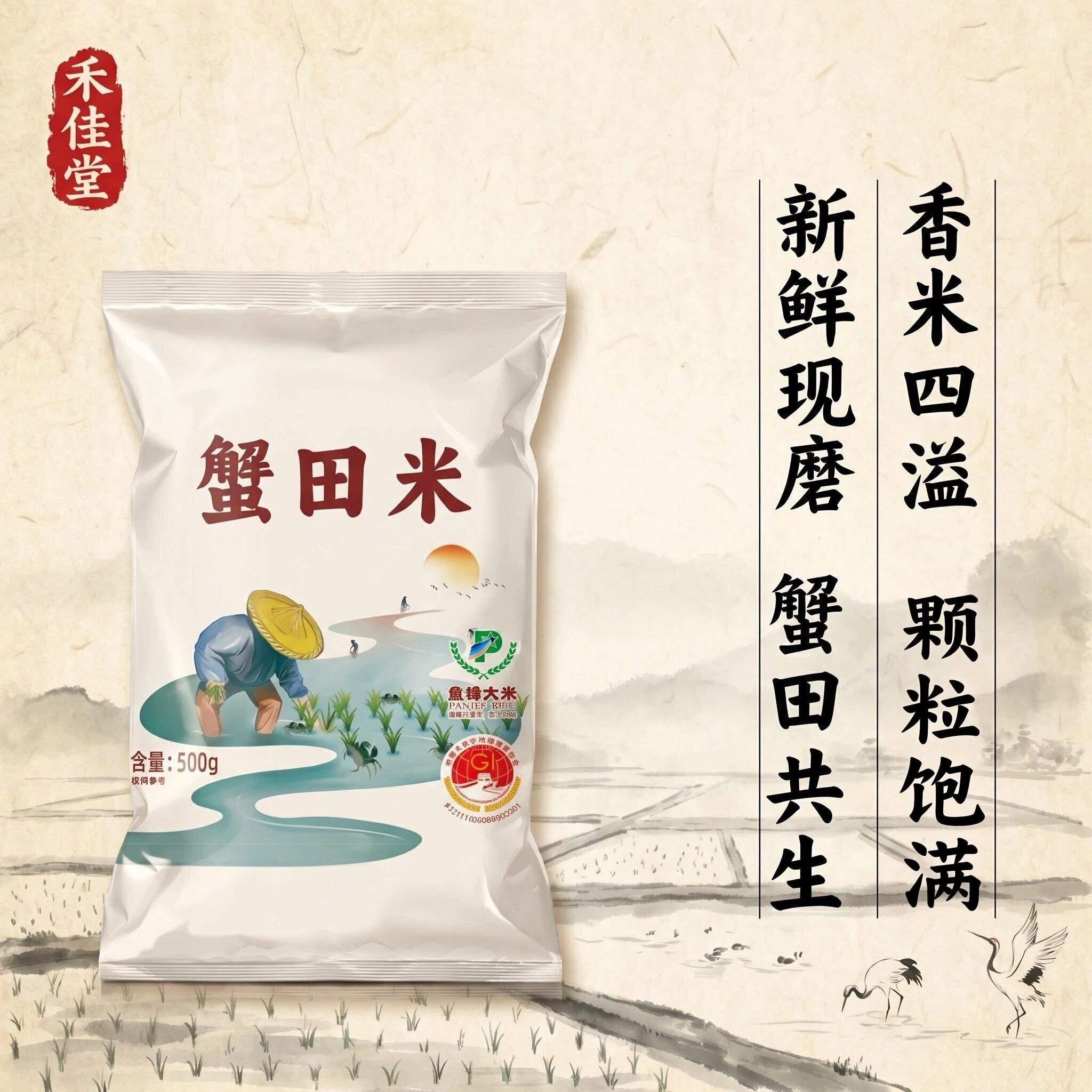 禾佳堂蟹田米1斤袋装新米颗粒饱满新鲜现磨大米