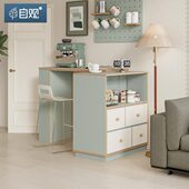 自观吧台柜客厅绿色吧台储物柜一体伸缩隔断柜家用斗柜岛台餐桌