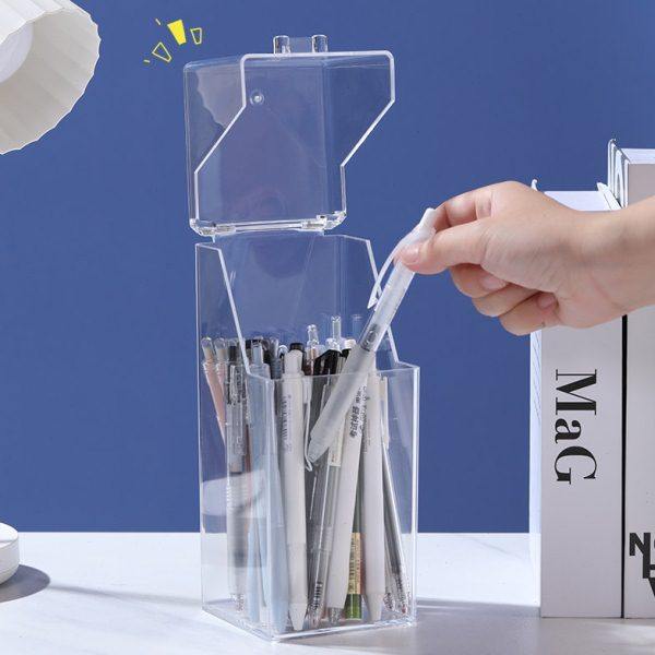 翻盖亚克力笔筒透明方形桌面小物整理盒镜柜收纳盒抽屉置物架加高,收纳整理,文具收纳盒,淘宝优惠券,粉丝福利购,淘宝优惠卷
