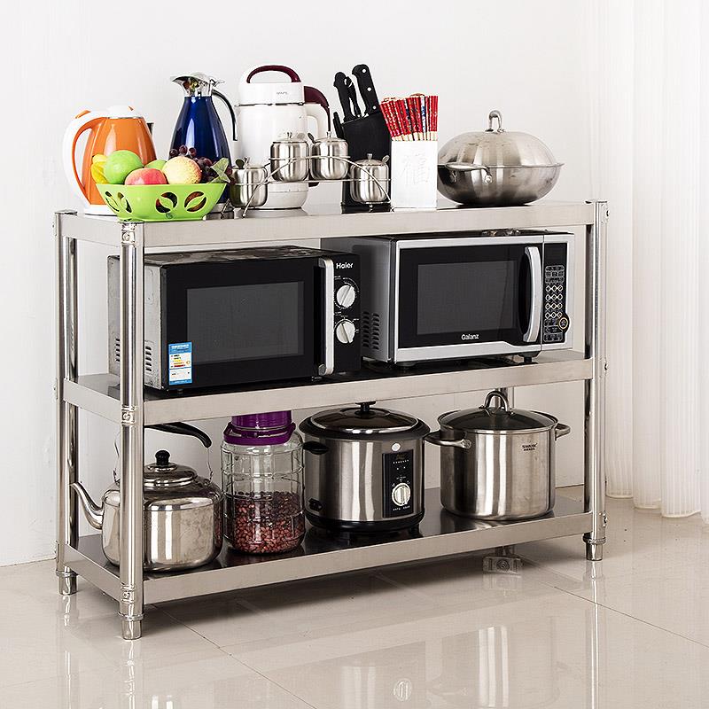 饭店房层厚不锈钢架子酒店厨收纳微波炉YCP烤加箱白钢置物架可三