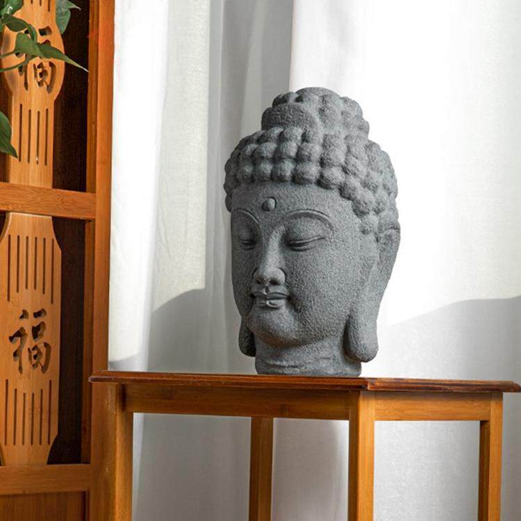 天然青石大佛首 整石手工雕刻青石佛头 茶室玄关办公禅意石头摆件